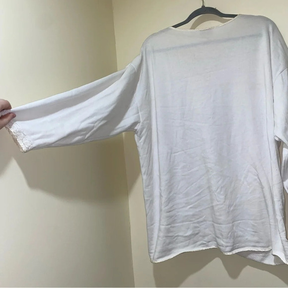 Women’s Gold Label Victoria Secret Vintage White Lace  Satin Long Sleeve Top S:L - Picture 14 of 16